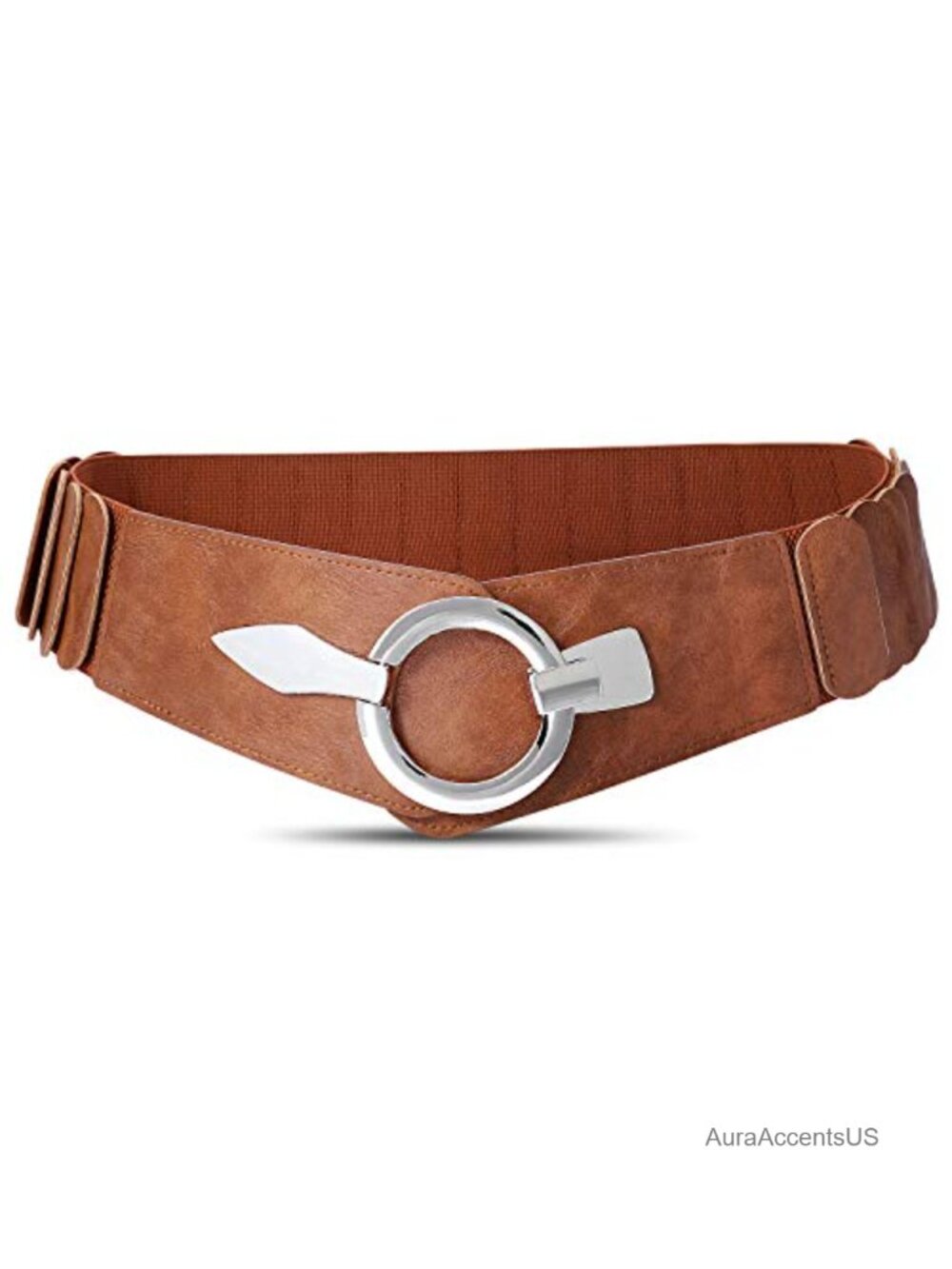Wide Elastic Waist Belt Faux Leather Retro Waistband for Dresses